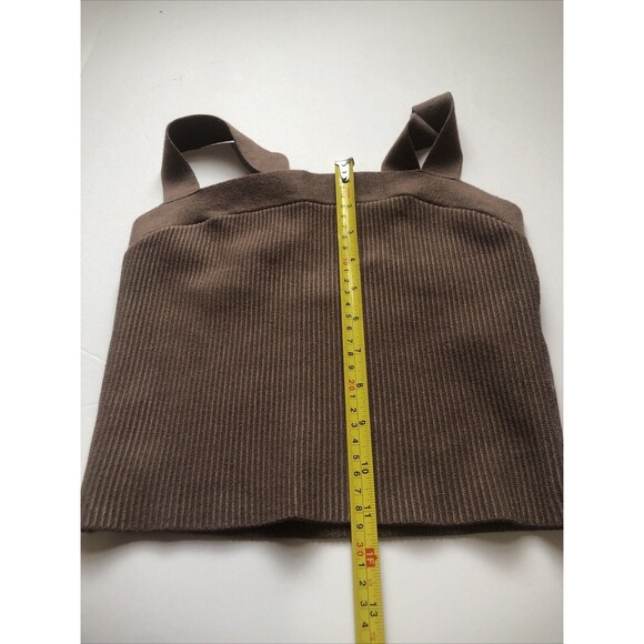 Abercrombie And Fitch Ribbed Slash Tank Top Brown Medium Retro Y2K - Picture 4 of 5